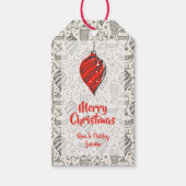 Zwarte Vintage Kerstboomornamenten Vakantie Cadeaulabel (Voorkant)