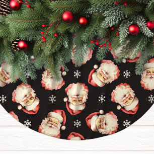 Zwarte Vintage Kerstman Gezicht Waterverf Kerstboom Rok