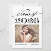 Zwarte Vintage Klasse van 2025 Foto Afstuderen Aankondiging (Voorkant)