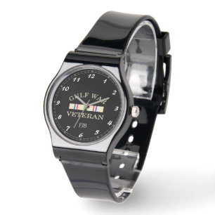 Zwarte vintage lederen horloge Golf Oorlog Vet