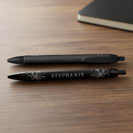 Zwarte Vintage Octopus met op maat gemaakte naam p Inkt Pen
