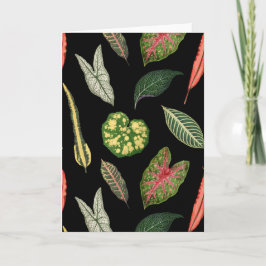 Zwarte Vintage Plantenblad Vouwde Wenskaart Kaart
