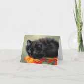 Zwarte Vintage Poes met Rode Bloem Dekbed (Achterkant)
