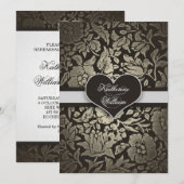 Zwarte vintage repetitie dineruitnodigingen kaart (Voorkant / Achterkant)