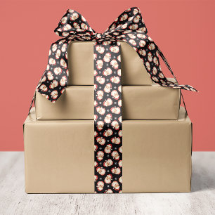 Zwarte Vintage Retro Kerstman Kerstmis Satijnen Lint