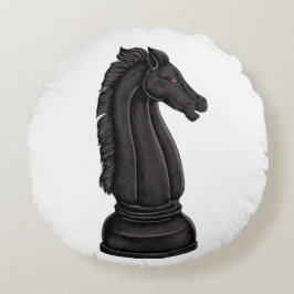 Zwarte vintage schaakstuk  rond kussen