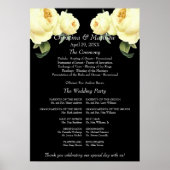 Zwarte vintage trouwceremonieprogramma's met gele  poster (Voorkant)