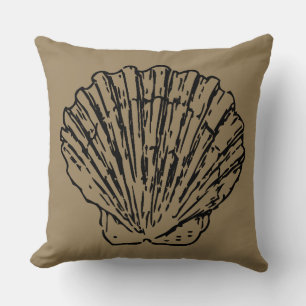 Zwarte Vintage Zee Schelp Kunst Kussen