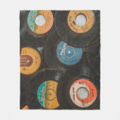 Zwarte Vinyl Klassieke Platen Fleece Deken (Voorkant)