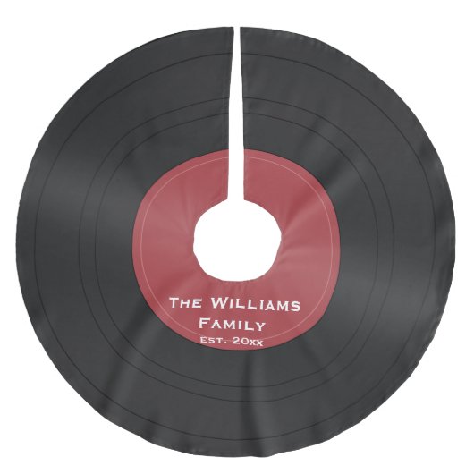 Zwarte vinylplaat Aangepaste kerstboomrok Kerstboom Rok (Voorkant)