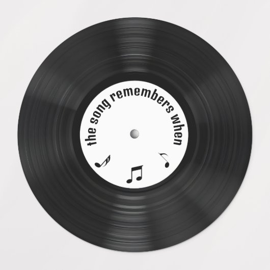 Zwarte vinylplaat met titel labels (Design 1)