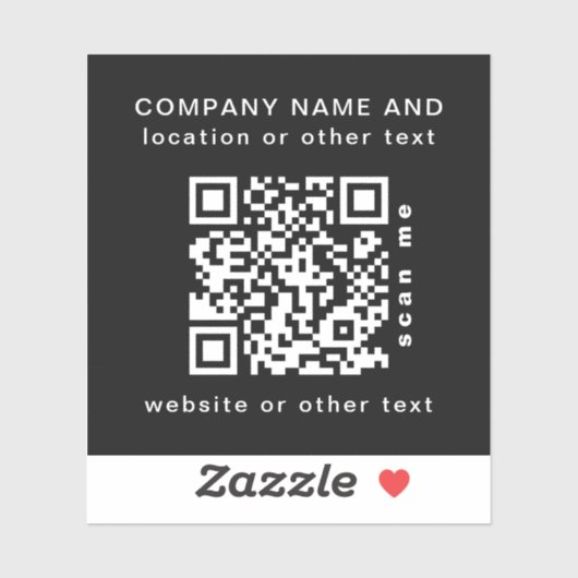 Zwarte vinylvierkant Business QR-code Water Fles S Sticker (Vel)