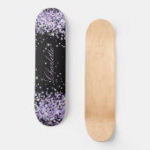 Zwarte violet lavender glitter stof naam elegant persoonlijk skateboard (Voorkant)