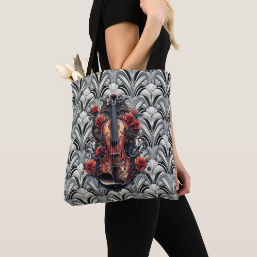 Zwarte viool in Art Deco GMajor \Shoulder Tas (Dichtbij)