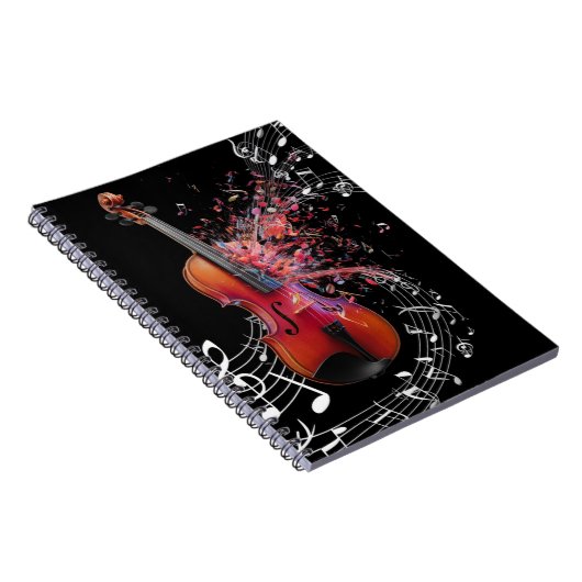 Zwarte viool voor muziek notitieboek (Rechterzijde)