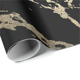 Zwarte VIP Foxier Gold Marble Shiny Glam Cadeaupapier