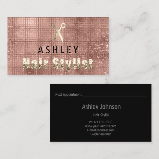 Zwarte VIP Gold-Benoemingskaart voor Haarstylist S Visitekaartje (Voorkant / Achterkant)