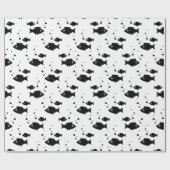 zwarte vis op wit cadeaupapier (Vlak)