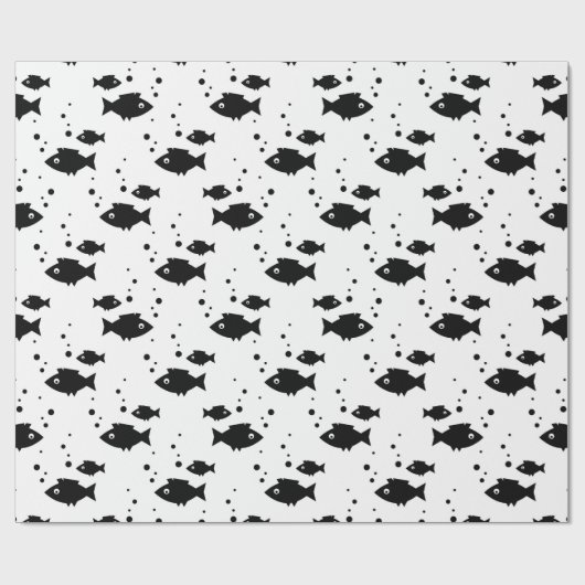 zwarte vis op wit cadeaupapier (Vlak)