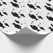 zwarte vis op wit cadeaupapier (Hoek)