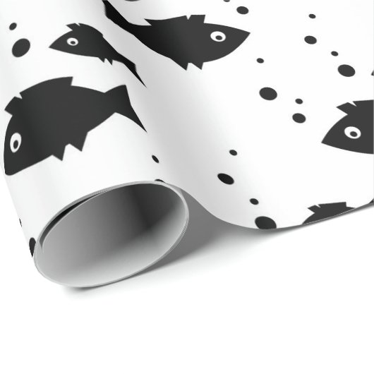 zwarte vis op wit cadeaupapier (Rol Hoek)