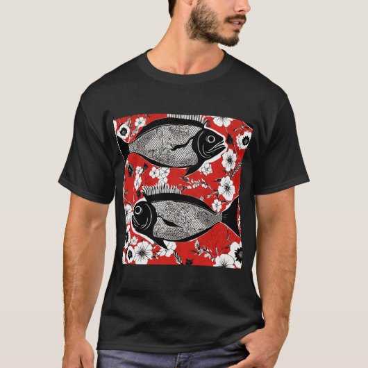 Zwarte vis t-shirt (Voorkant)