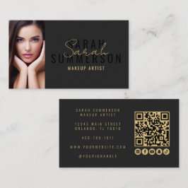Zwarte Visagist Schoonheidssalon QR Code Foto Visitekaartje