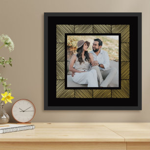 Zwarte visgraat Custom Foto Folie Art Print