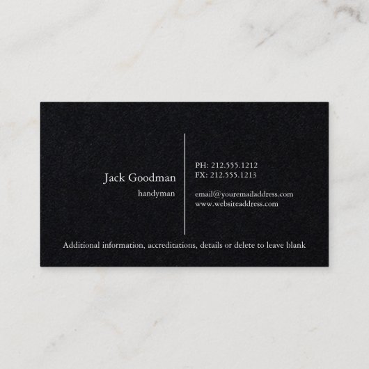 zwarte visitekaartje (Achterkant)