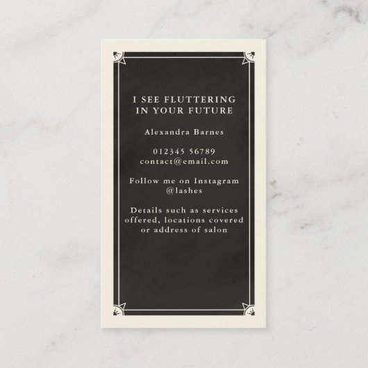 Zwarte Visitekaartje van het Keltische Oog Tarot L (Achterkant)