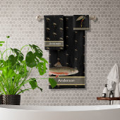 Zwarte visserij en forel bad handdoek