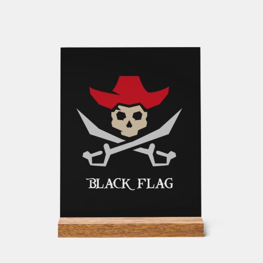 Zwarte Vlag Piraat Schedel Acryl Bord (Voorkant)