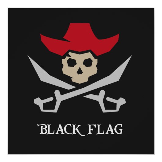 Zwarte Vlag Piraat Schedel Perfect Poster (Voorkant)