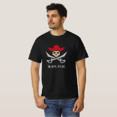 Zwarte Vlag Piraat Schedel T-shirt (Voorkant volledig)