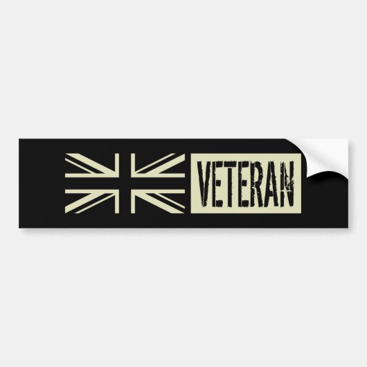 Zwarte vlag van Brits Veteran Bumpersticker (Voorkant)