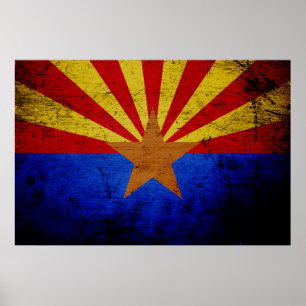 Zwarte vlag van Grunge Arizona Poster