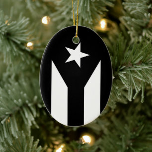Zwarte vlag van Puerto Rico Keramisch Ornament