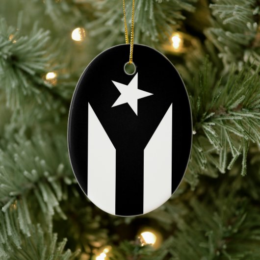 Zwarte vlag van Puerto Rico Keramisch Ornament (Boom)