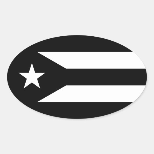 Zwarte vlag van Puerto Rico Oval Sticker (Voorkant)