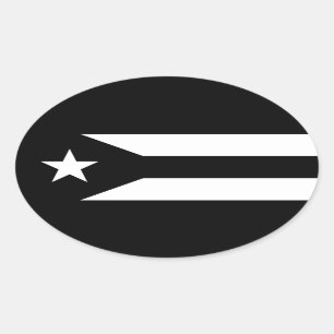 Zwarte vlag van Puerto Rico Oval Sticker