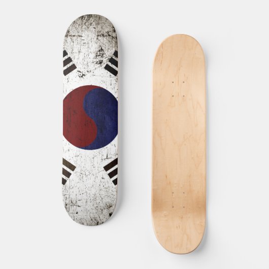 Zwarte vlag Zuid-Korea Skateboard (Voorkant)