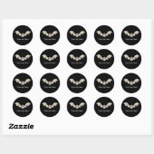 Zwarte vleermuis en hart gepersonaliseerde Hallowe Ronde Sticker (Vel)