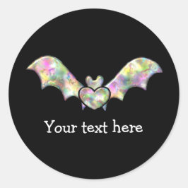 Zwarte vleermuis en hart gepersonaliseerde Hallowe Ronde Sticker