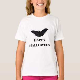 Zwarte vleermuis gelukkige Halloween voeg naam tek T-shirt