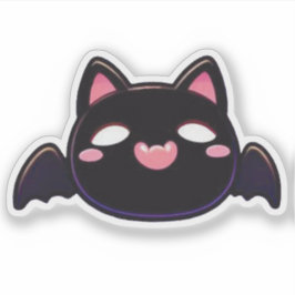 Zwarte Vleermuis Kat - Kawaii Vliegende Kitten Sticker