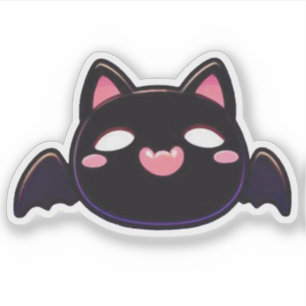 Zwarte Vleermuis Kat - Kawaii Vliegende Kitten Sticker
