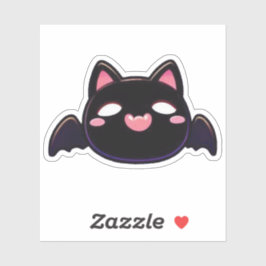 Zwarte Vleermuis Kat - Kawaii Vliegende Kitten Sticker