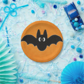 Zwarte vleermuis op Oranje achtergrond Papieren Bordje (Feest)