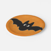 Zwarte vleermuis op Oranje achtergrond Papieren Bordje (Gekanteld)