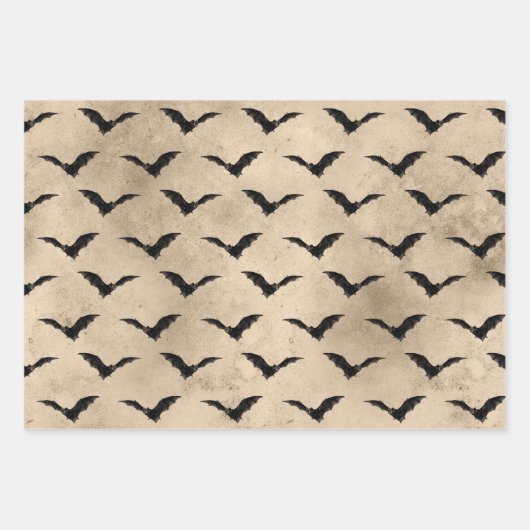  zwarte vleermuizen Halloween Inpakpapier Vel (Voorkant 2)